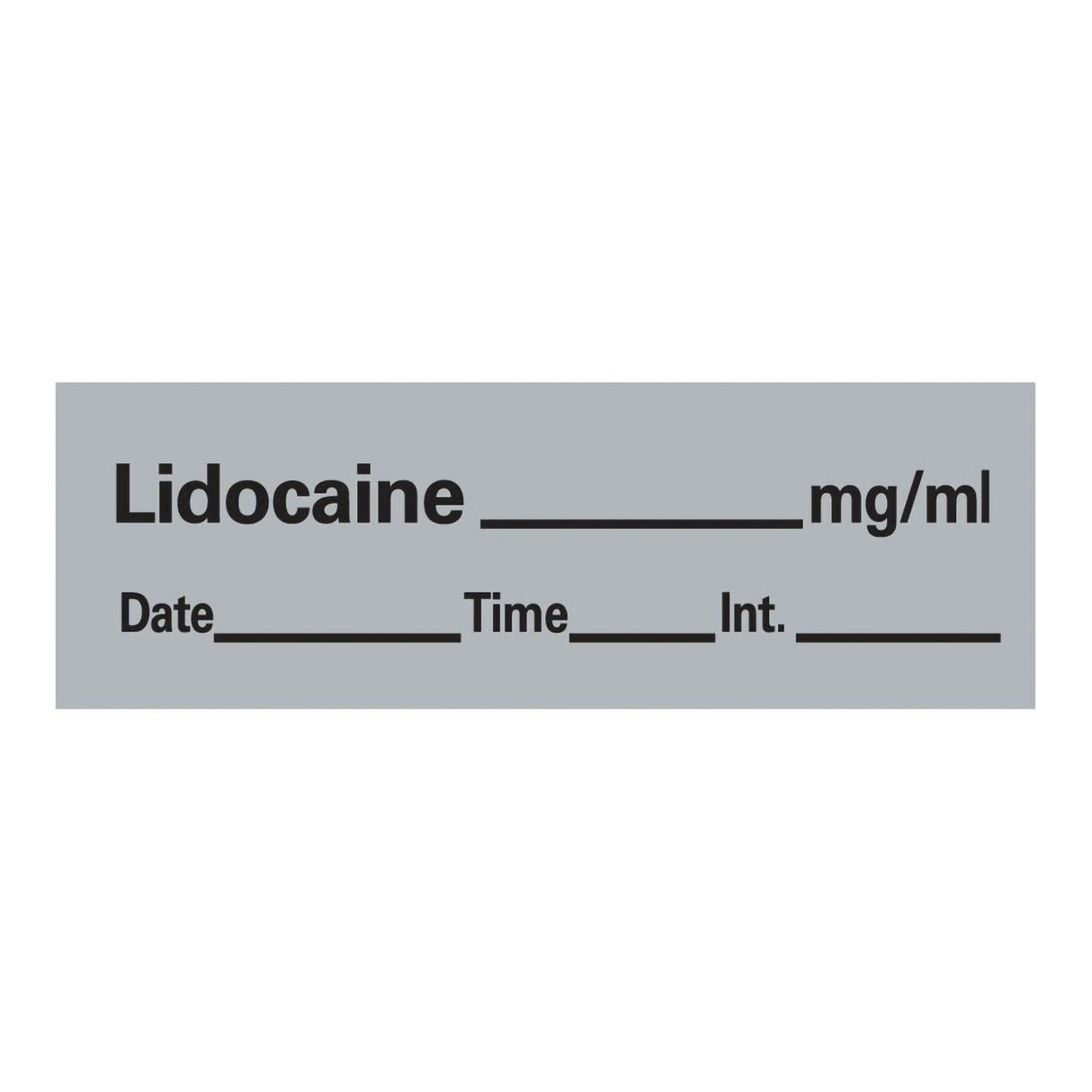 Drug Label Timemed Anesthesia Label Tape Lidocaine_mg/mL Date_Time_Int Gray 1/2 X 1-1/2 Inch - BeHope
