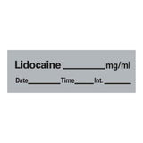 Drug Label Timemed Anesthesia Label Tape Lidocaine_mg/mL Date_Time_Int Gray 1/2 X 1-1/2 Inch - BeHope