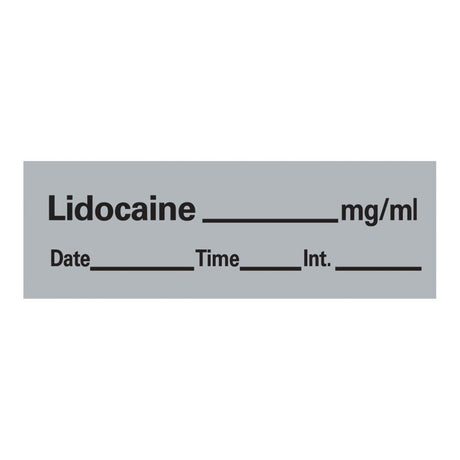 Drug Label Timemed Anesthesia Label Tape Lidocaine_mg/mL Date_Time_Int Gray 1/2 X 1-1/2 Inch - BeHope