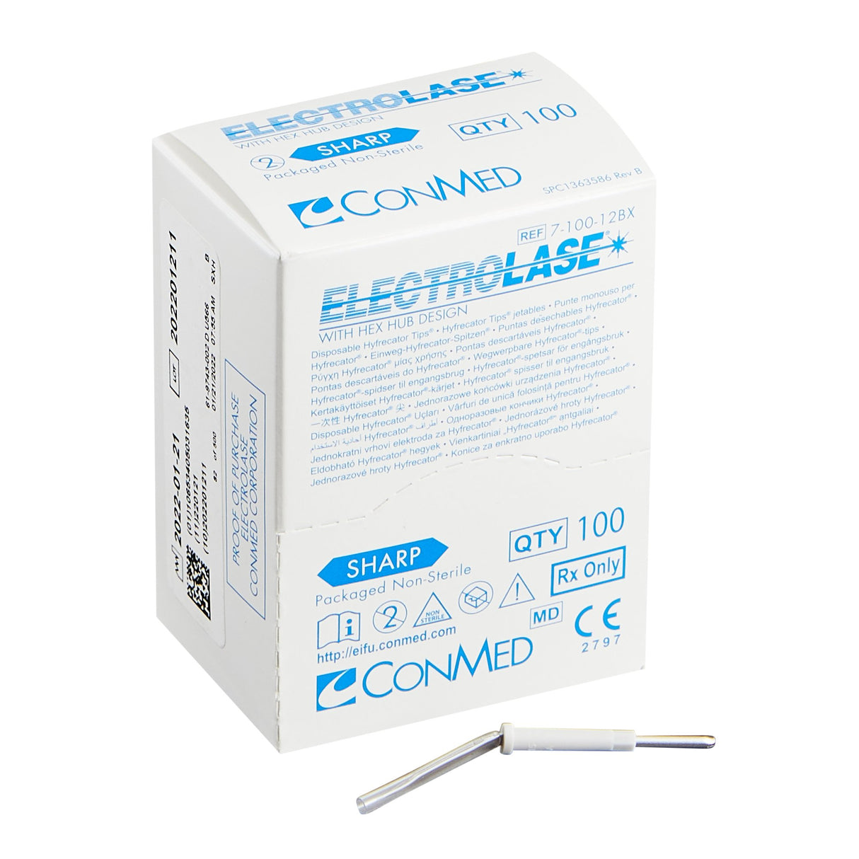Blade Electrode Electrolase® Stainless Steel NonSterile Sharp Angled Blade Tip Disposable - BeHope