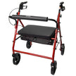 Bariatric 4 Wheel Rollator McKesson Red Adjustable Height / Heavy Duty / Folding Steel Frame - BeHope