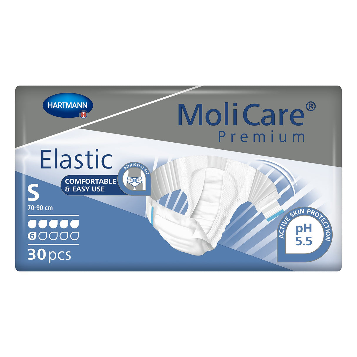 Unisex Adult Incontinence Brief MoliCare Premium Elastic 6D Small Disposable Moderate Absorbency