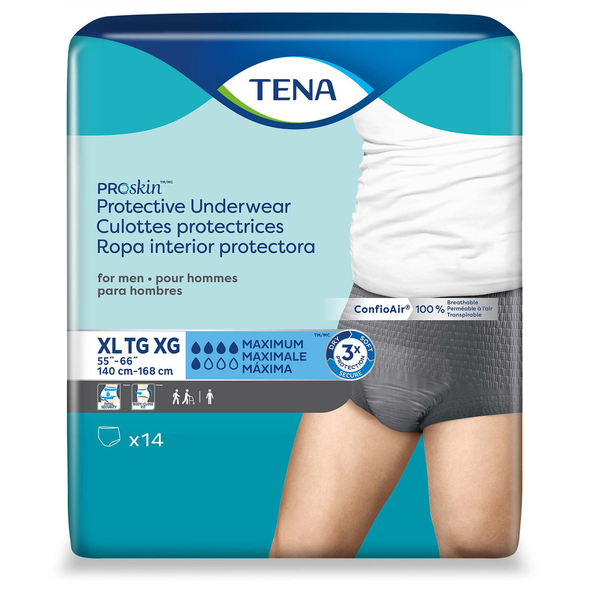 Male Adult Absorbent Underwear TENA ProSkin Pull On with Tear Away Seams X-Large Disposable Moderate Absorbency