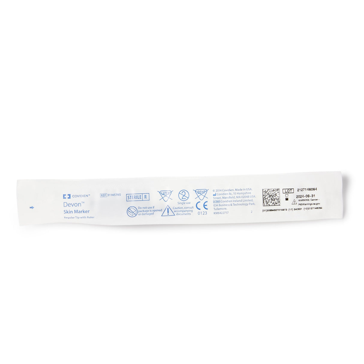Skin Marker with Ruler Devon™ Gentian Violet Ink Sterile Full Size Regular Tip - BeHope