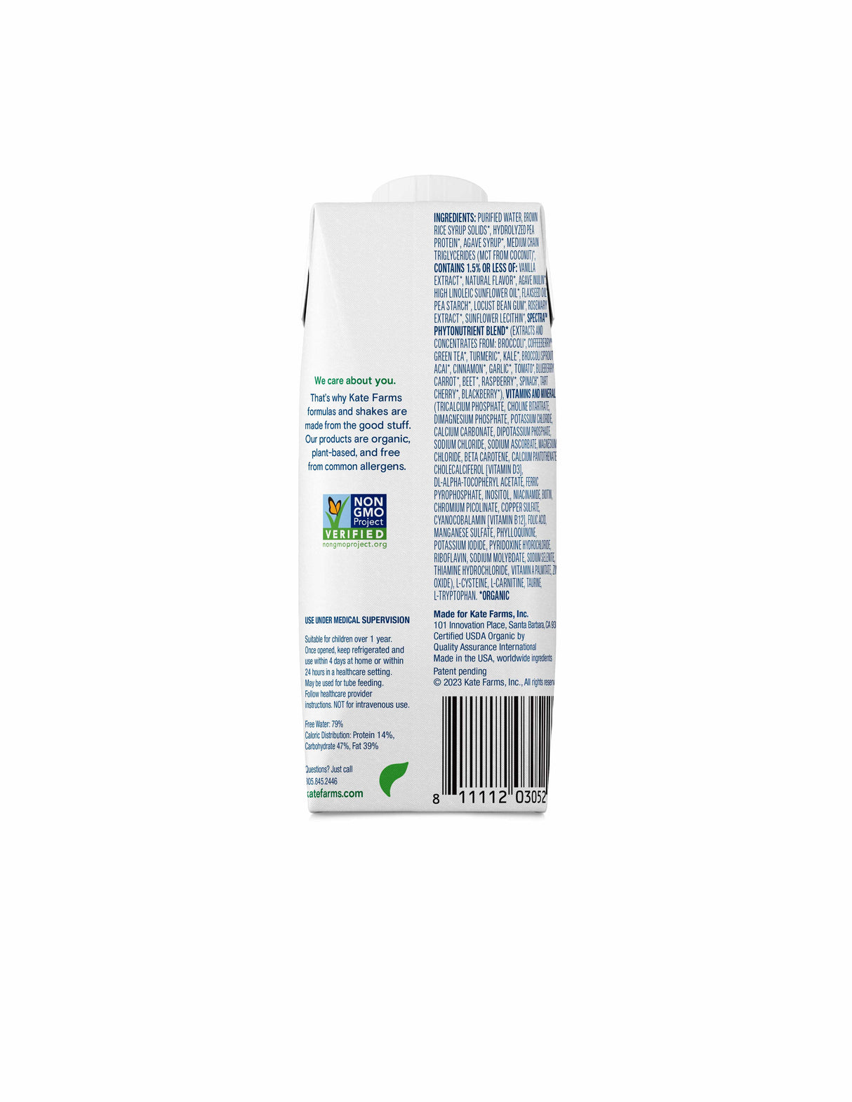 Pediatric Oral Supplement Kate Farms Pediatric Peptide 1.0 Vanilla Flavor 8.45 oz. Carton Liquid Organic Hydrolyzed Pea Protein