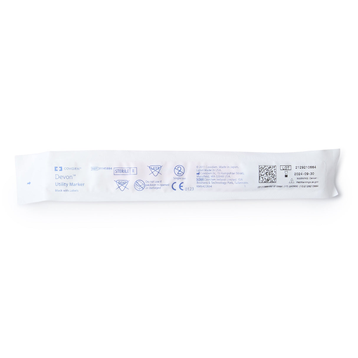 Medical Utility Marker with Labels Devon™ Permanent Black Ink Sterile Full Size Fine Tip - BeHope