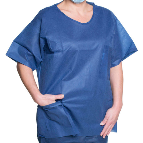 Scrub Shirt 2X-Large Dark Blue 2 Pockets Short Sleeve Unisex - BeHope
