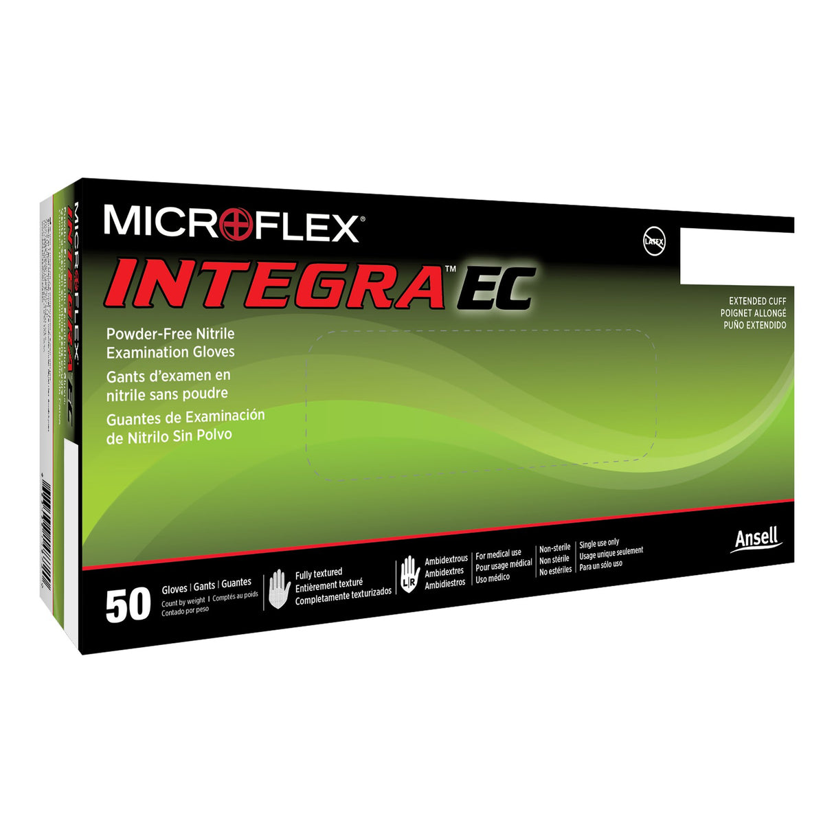 Exam Glove Integra® EC Large NonSterile Nitrile Extended Cuff Length Fully Textured Blue Not Rated - BeHope
