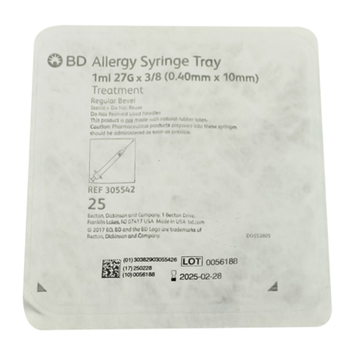 Standard Allergy Tray PrecisionGlide™ 1 mL 3/8 Inch 27 Gauge NonSafety Regular Wall - BeHope