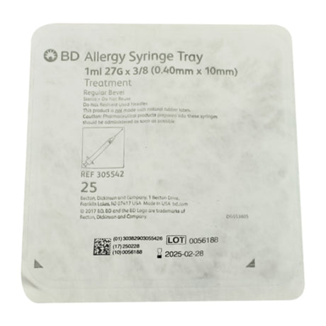 Standard Allergy Tray PrecisionGlide™ 1 mL 3/8 Inch 27 Gauge NonSafety Regular Wall - BeHope