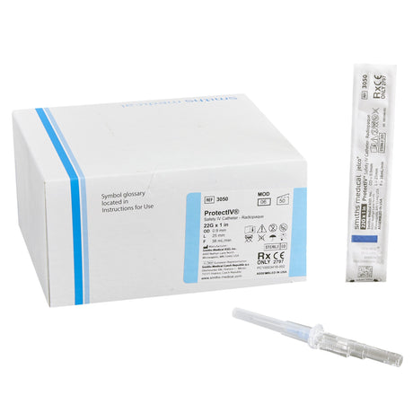 Peripheral IV Catheter Protectiv® 22 Gauge 1 Inch FEP Polymer Straight Hub Non Blood Control Sliding Safety - BeHope