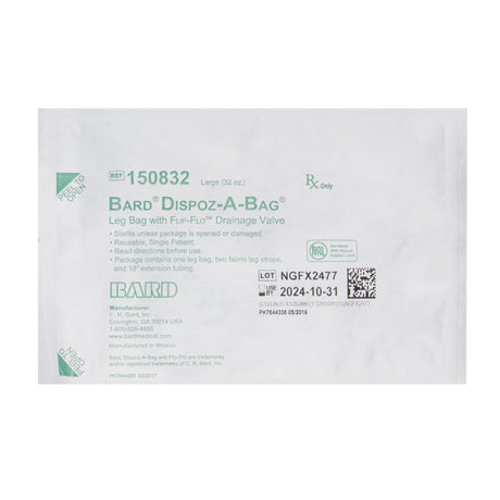 Urinary Leg Bag Bard® Dispoz-a-Bag® Anti-Reflux Valve Sterile 950 mL Vinyl - BeHope