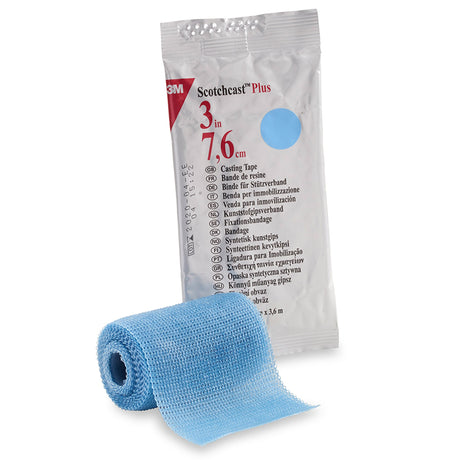 Cast Tape 3M™ Scotchcast™ Plus 3 Inch X 12 Foot Fiberglass / Resin Light Blue - BeHope