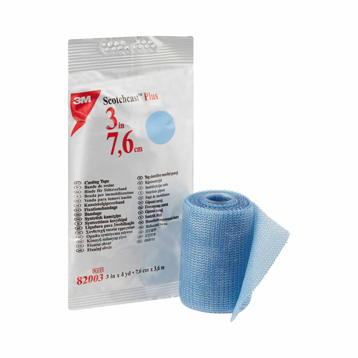Cast Tape 3M™ Scotchcast™ Plus 3 Inch X 12 Foot Fiberglass / Resin Light Blue - BeHope