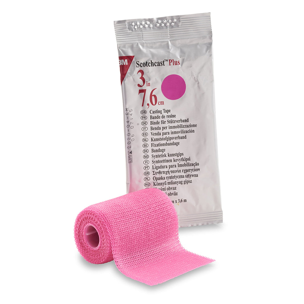 Cast Tape 3M™ Scotchcast™ Plus 3 Inch X 12 Foot Fiberglass / Resin Bright Pink - BeHope