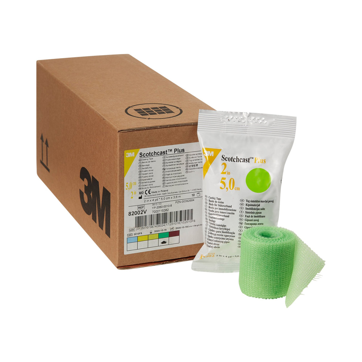 Cast Tape 3M™ Scotchcast™ Plus 2 Inch X 12 Foot Fiberglass / Resin Bright Green - BeHope