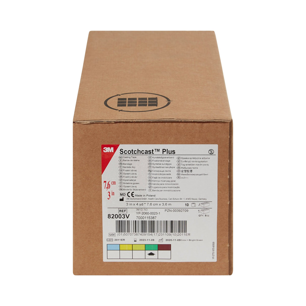 Cast Tape 3M™ Scotchcast™ Plus 3 Inch X 12 Foot Fiberglass / Resin Bright Green - BeHope