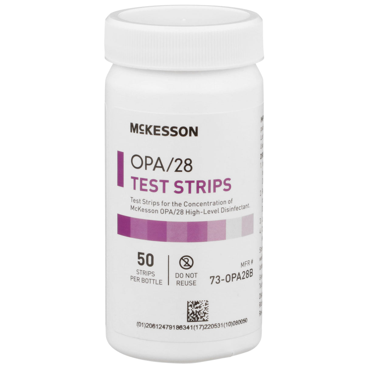 OPA Concentration Indicator McKesson OPA/28 Pad 50 Test Strips Bottle Single Use - BeHope