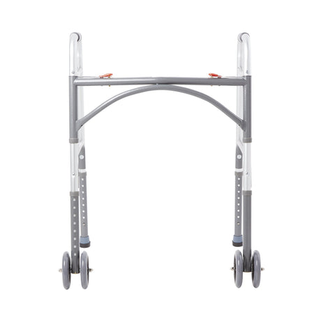 Bariatric Dual Release Folding Walker with Wheels Adjustable Height McKesson Steel Frame 500 lbs. Weight Capacity 32 to 39 Inch Height - BeHope