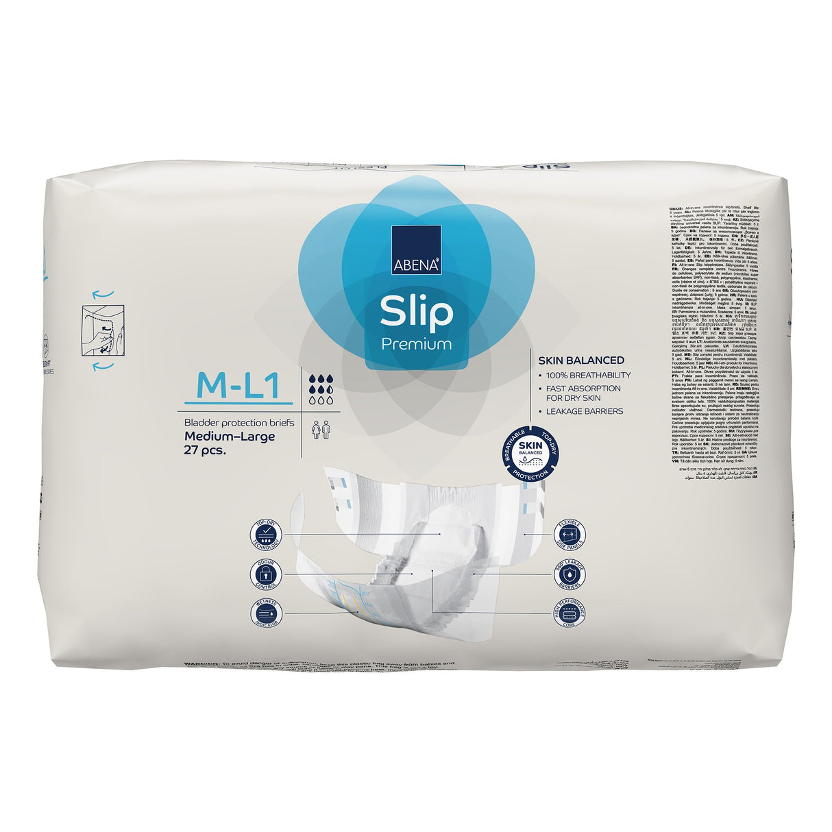 Unisex Adult Incontinence Brief Abena Slip Flexi Fit Medium / Large Disposable Moderate Absorbency - BeHope
