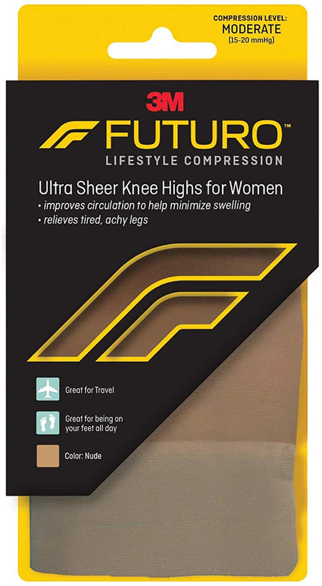 Compression Pantyhose 3M Futuro Ultra Sheer Knee High Large Nude Closed Toe - BeHope