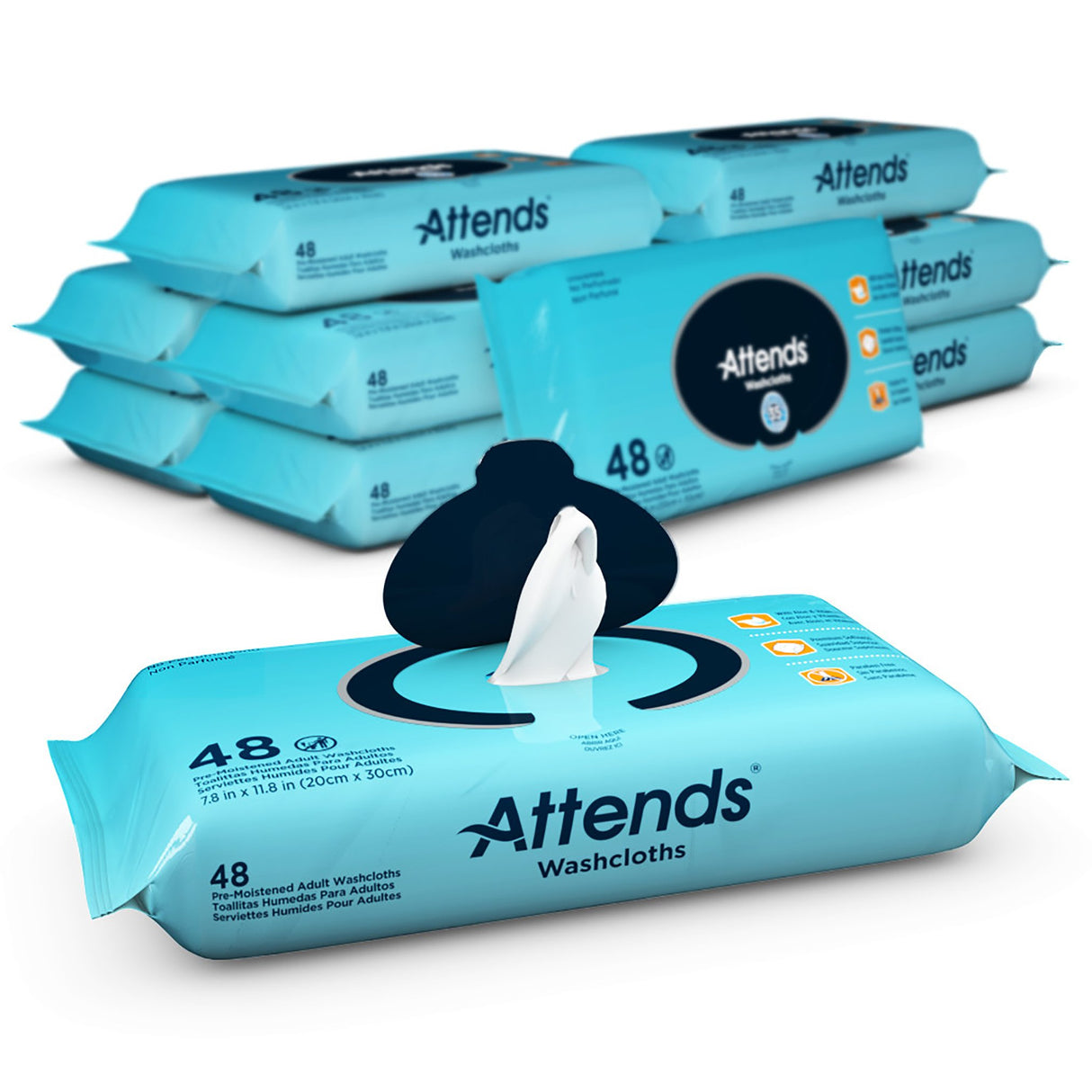 Personal Cleansing Wipe Attends® Soft Pack Unscented 48 Count - BeHope