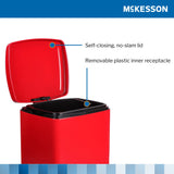 Trash Can McKesson 20 Quart / 5 gal. Red Metal Square - BeHope
