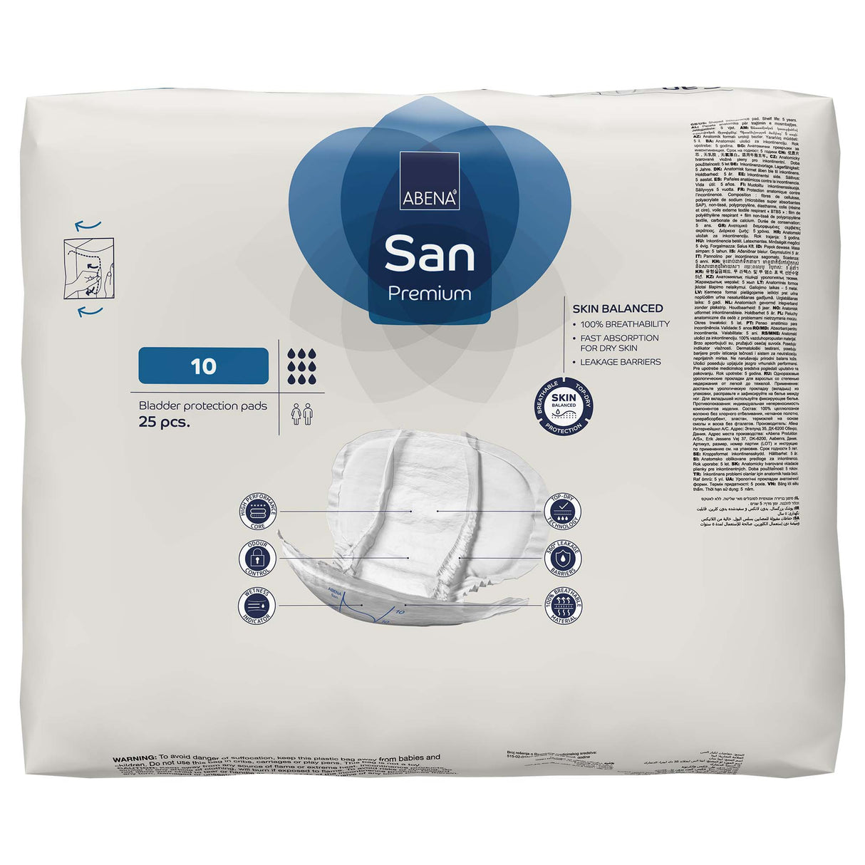 Incontinence Liner Abena® San Premium 14.5 X 28.7 Inch Heavy Absorbency Fluff / Polymer Core Size 10 - BeHope