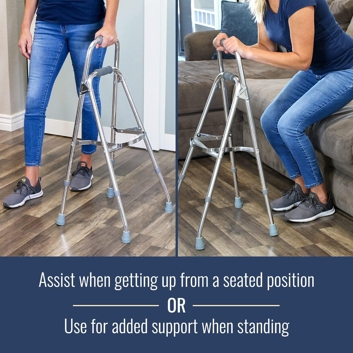 Side Step Folding Walker DMI Hemi Aluminum Frame 250 lbs, Weight Capacity 30 ro 35 Inch Height - BeHope