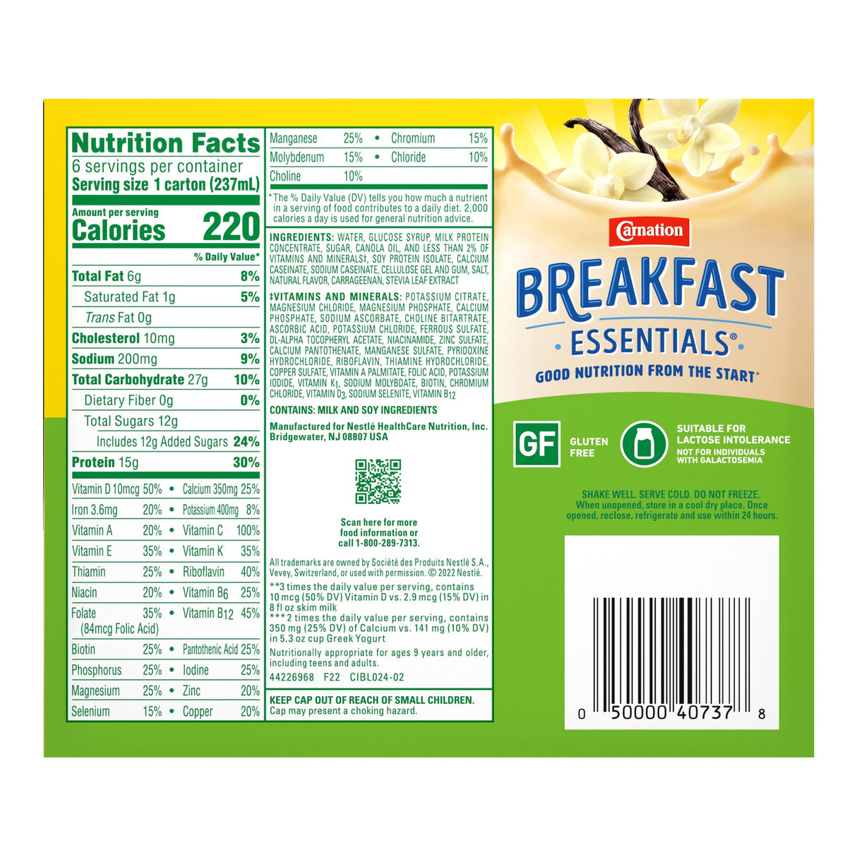 Oral Supplement Carnation Breakfast Essentials High Protein French Vanilla Flavor Liquid 8 oz. Bottle - BeHope