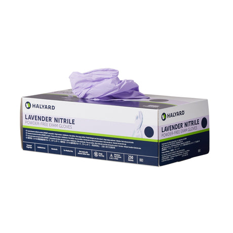 Exam Glove Halyard™ Lavender™ X-Small NonSterile Nitrile Standard Cuff Length Textured Fingertips Lavender Not Rated - BeHope