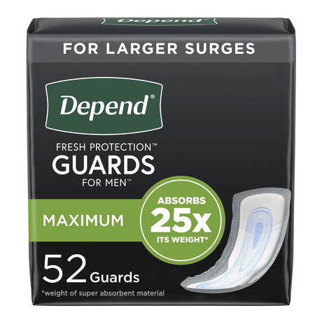 Bladder Control Pad Depend® Fresh Protection™ Guards for Men 12 Inch Length Heavy Absorbency Sodium Polyacrylate Core One Size Fits Most - BeHope