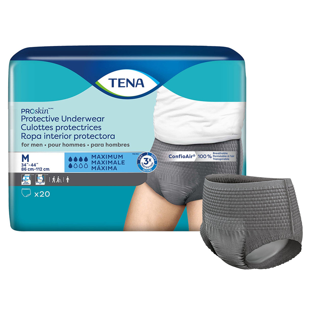 Male Adult Absorbent Underwear TENA ProSkin Pull On with Tear Away Seams Medium Disposable Moderate Absorbency
