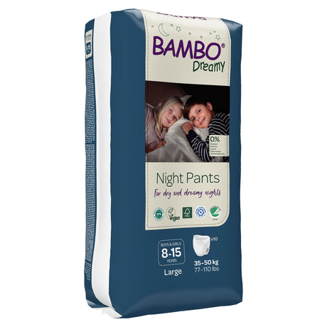 Unisex Youth Training Pants Bambo® Dreamy Night Pant Pull On with Tear Away Seams Size 8 to 15 Years Disposable Heavy Absorbency - BeHope