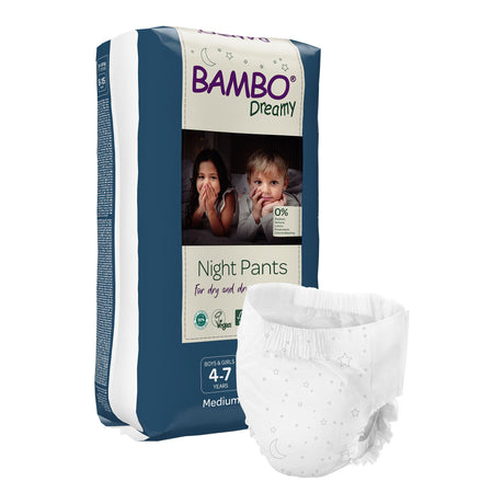 Unisex Youth Training Pants Bambo® Dreamy Night Pant Pull On with Tear Away Seams Size 4 to 7 Years Disposable Heavy Absorbency - BeHope