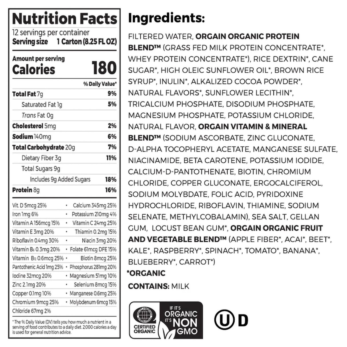 Pediatric Oral Supplement Orgain® Kids Protein™ Organic Nutritional Shake Chocolate Flavor 8.25 oz. Carton Liquid Organic - BeHope