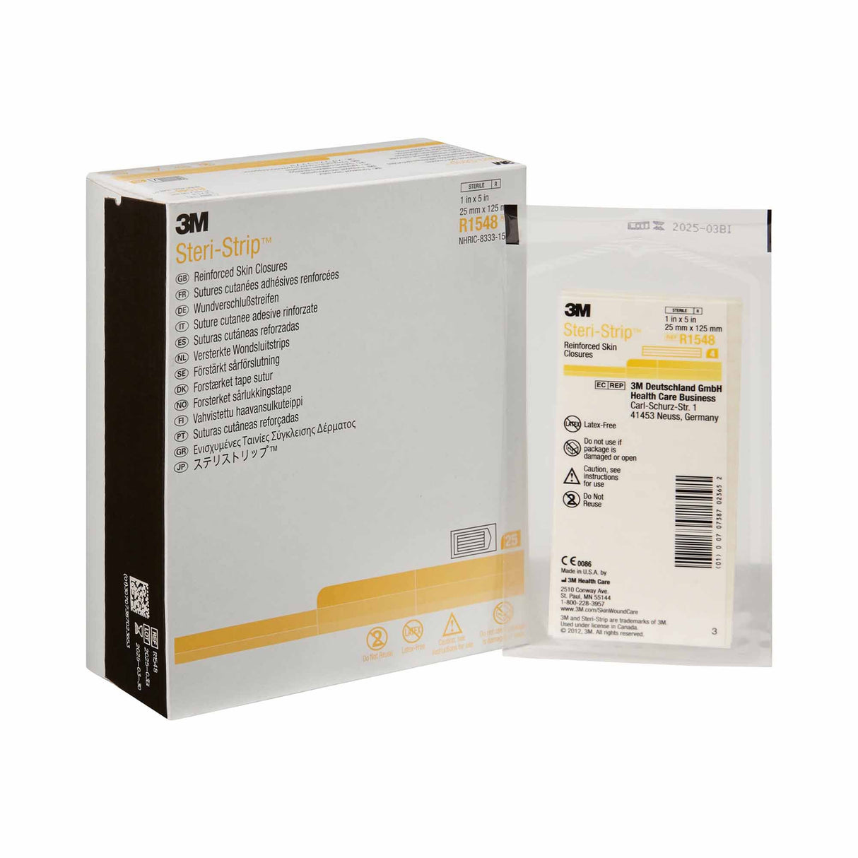 Skin Closure Strip Steri-Strip™ 1 X 5 Inch Nonwoven Material Reinforced Strip White - BeHope