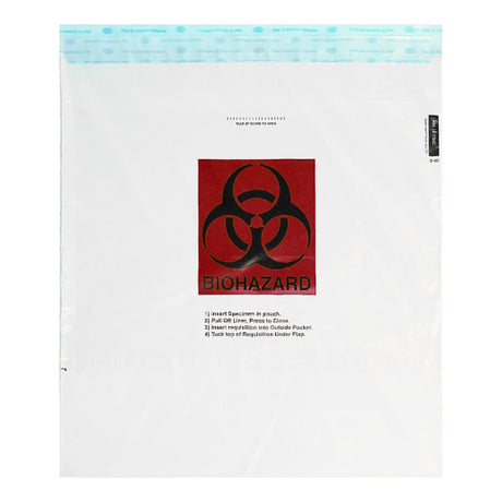 Specimen Transport Bag With Document Pouch Liquid-Tight Adhesive Closure Biohazard Symbol Speci-gard® - BeHope