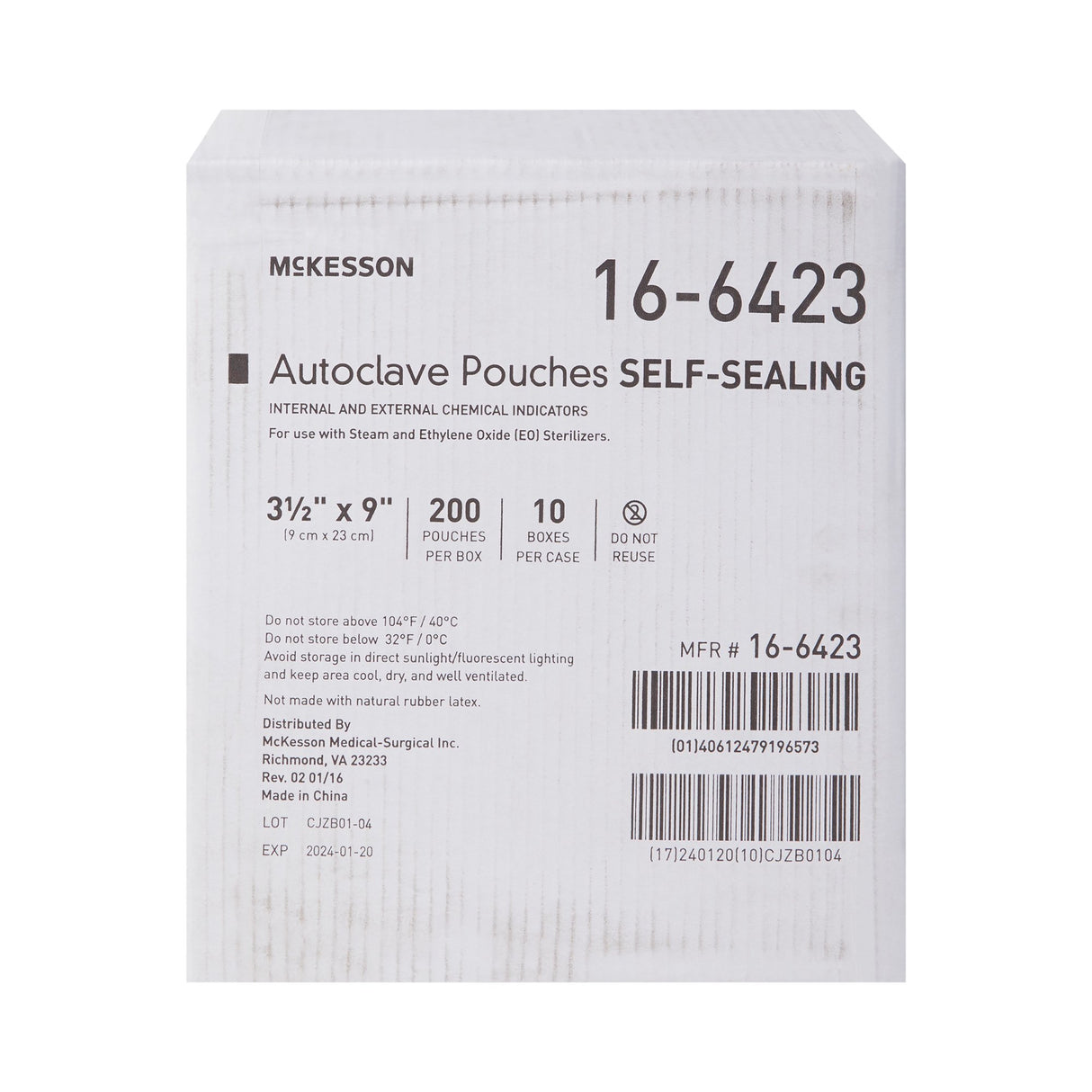 Sterilization Pouch McKesson Ethylene Oxide (EO) Gas / Steam 3-1/2 X 9 Inch Transparent Blue / White Self Seal Paper / Film - BeHope