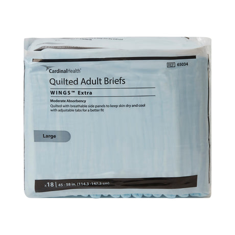 Unisex Adult Incontinence Brief Wings Extra Quilted Large Disposable Moderate Absorbency
