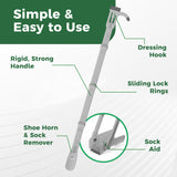 Dressing Aid Stick with Extra Handles Reach Right 34 Inch Length - BeHope