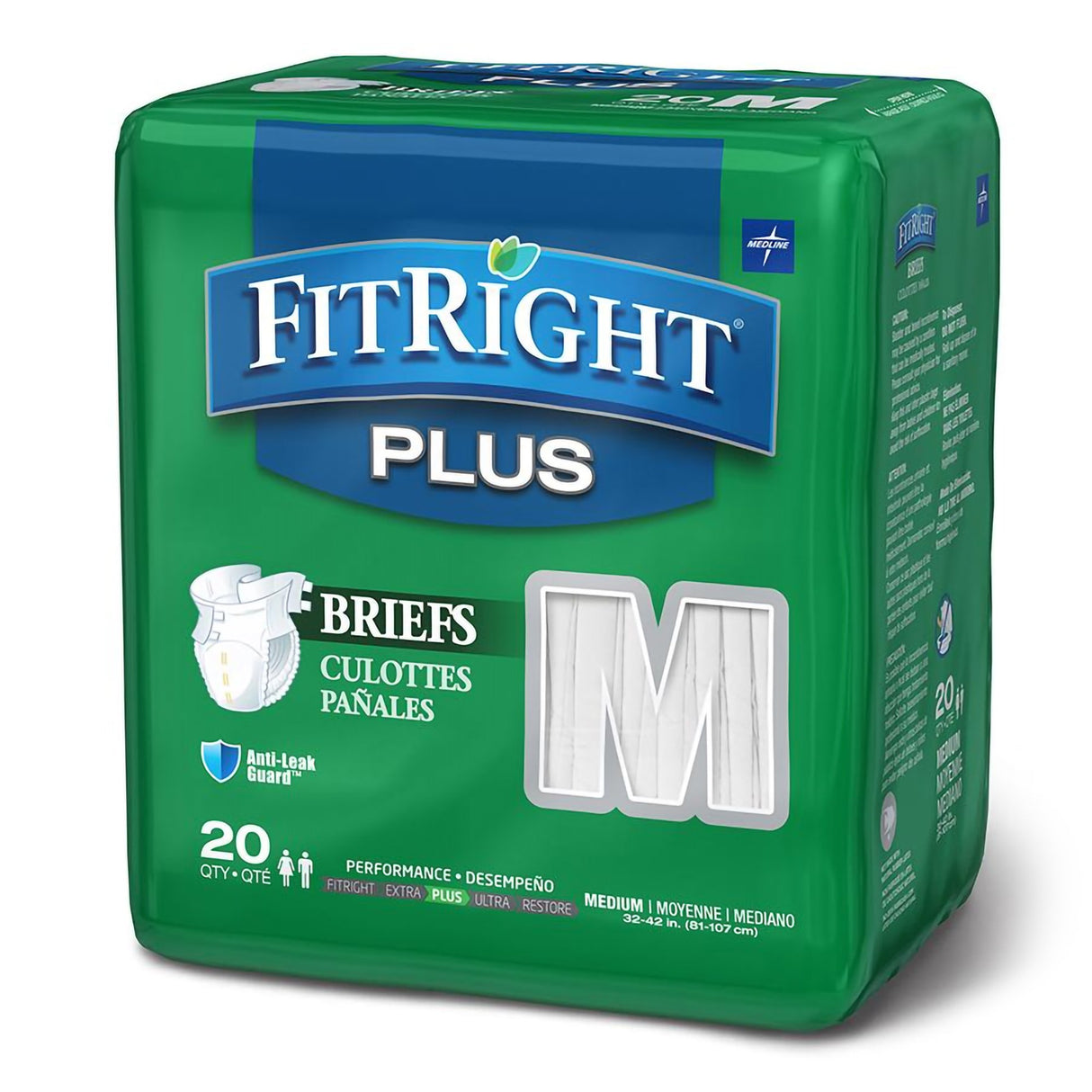Unisex Adult Incontinence Brief FitRight Plus Medium Disposable Moderate Absorbency