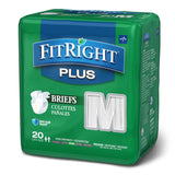 Unisex Adult Incontinence Brief FitRight Plus Medium Disposable Moderate Absorbency