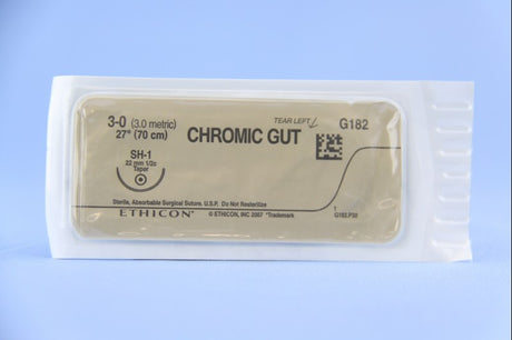 Absorbable Suture with Needle GUT CHROMIC Chromic Gut SH-1 1/2 Circle Taper Point Needle Size 3-0 Monofilament - BeHope