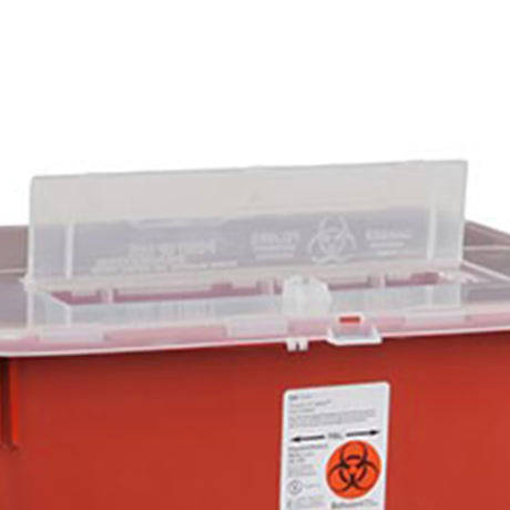 Sharps Container Monoject™ Red Base 21-1/2 H X 15-1/2 W X 12 D Inch Horizontal Entry 10 Gallon - BeHope