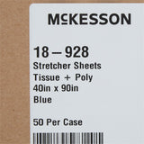 Stretcher Sheet McKesson Flat 40 W X 90 L Inch Blue 50% Cellulose Tissue / 50% Polyethylene Film Disposable - BeHope