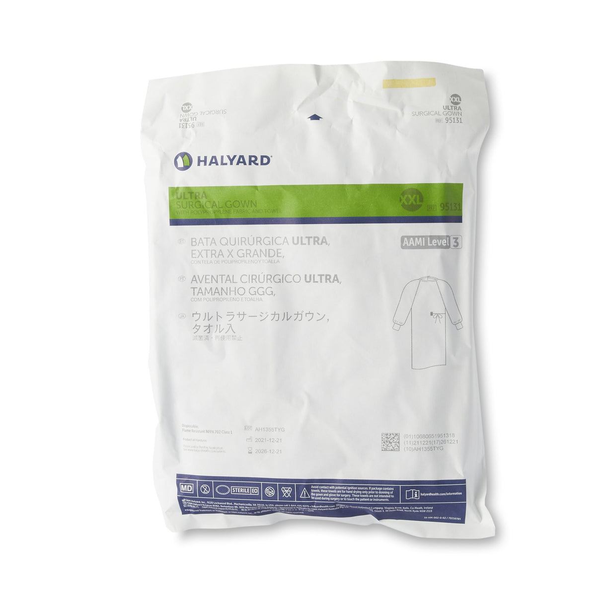 Non-Reinforced Surgical Gown with Towel ULTRA 2X-Large Blue Sterile AAMI Level 3 Disposable - BeHope