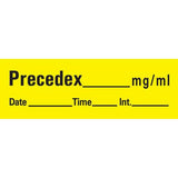 Drug Label UAL™ Anesthesia Label Tape Precedex _mg/mL Date_Time_Int Yellow 1/2 X 1-1/2 Inch - BeHope