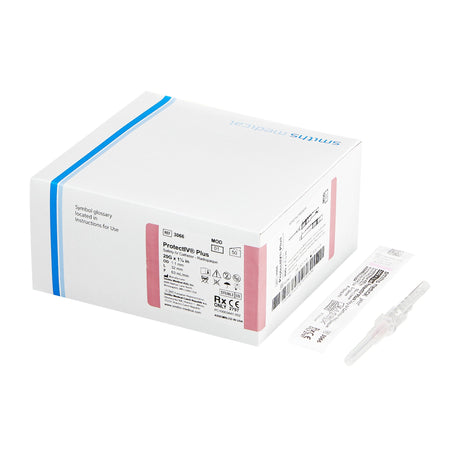 Peripheral IV Catheter Protectiv® Plus 20 Gauge 1-1/4 Inch Polyurethane Straight Hub Non Blood Control Sliding Safety - BeHope