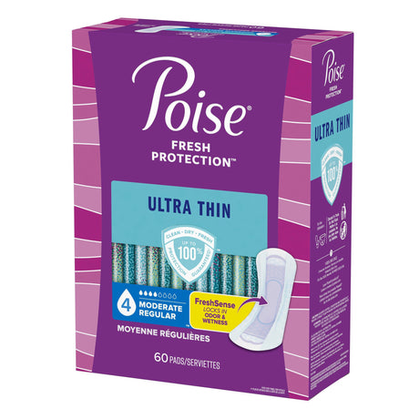 Bladder Control Pad Poise® Fresh Protection™ Ultra Thin 9.4 Inch Length Moderate Absorbency Sodium Polyacrylate Core One Size Fits Most - BeHope